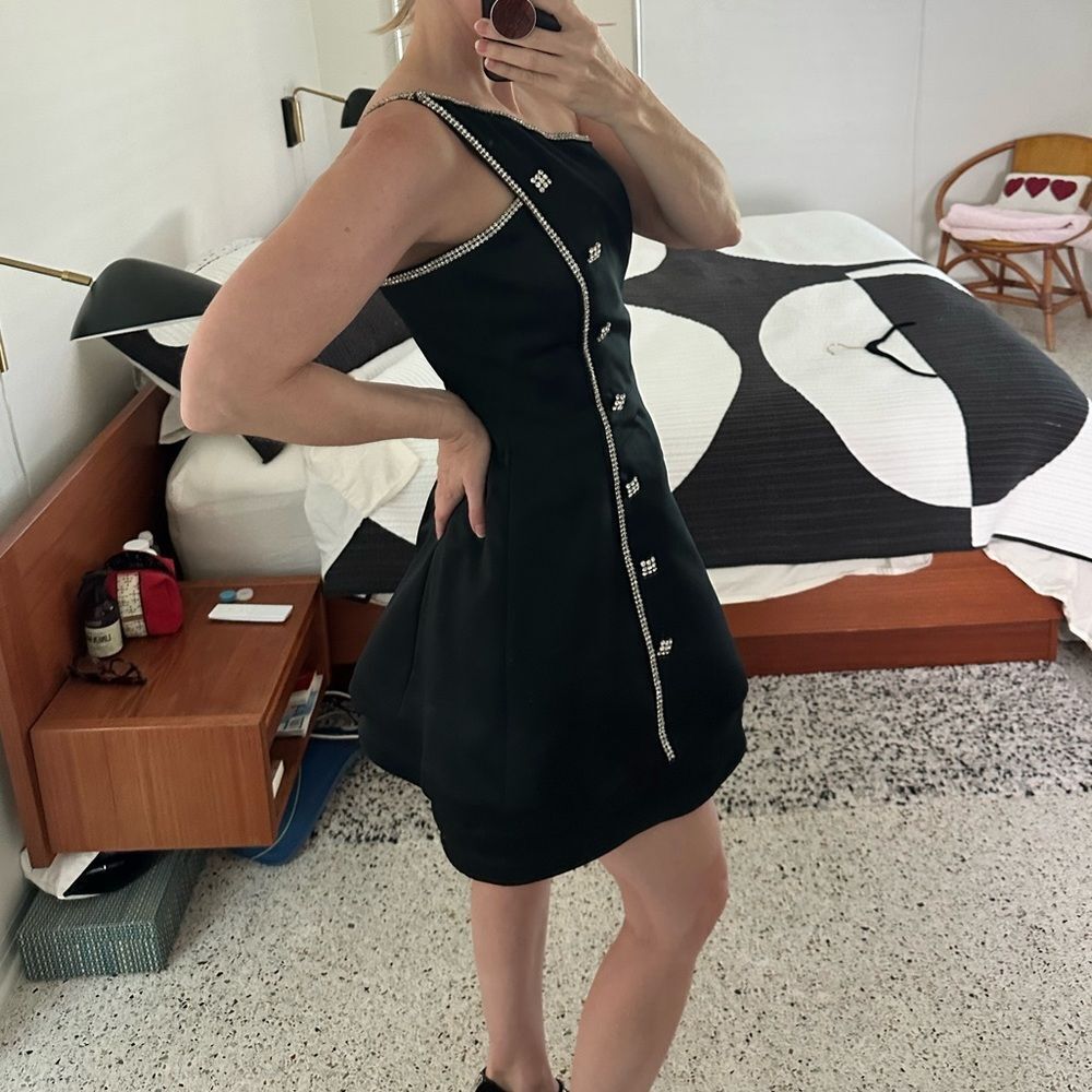 Vintage After Five Julie Duroche black silver rhinestone mini cocktail dress 8 - Picture 3 of 11